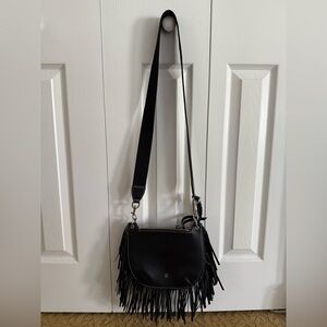 Carolina Herrera Black Crossbody Bag with Fringe